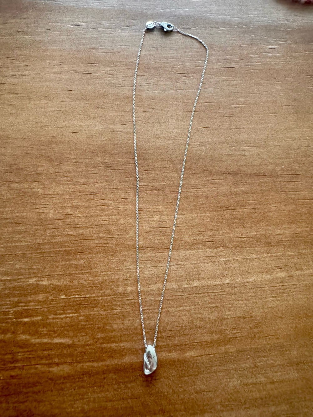 Delicate & unusual silver necklace with diamond chips